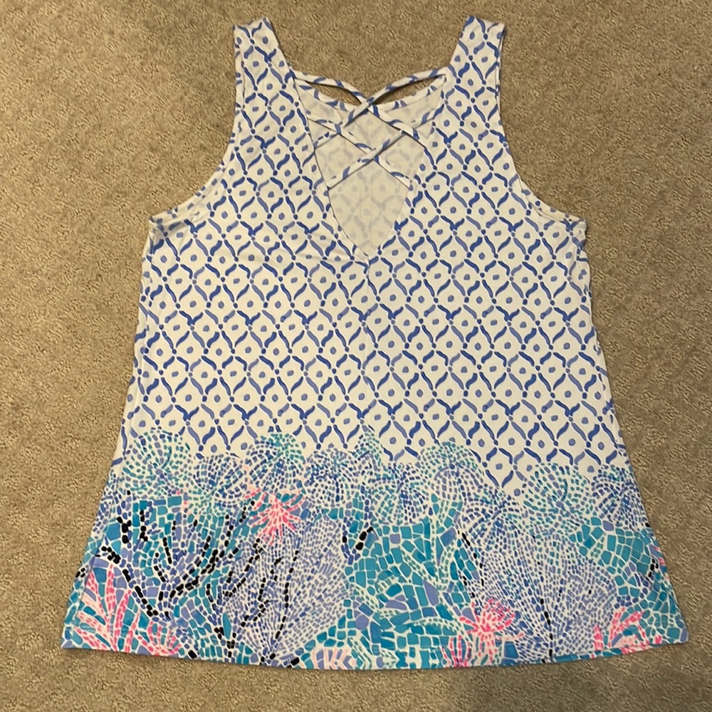 EUC Lilly Pulitzer Kristen Tank Top Multi Sea La Vie Engineered - Picture 2 of 5